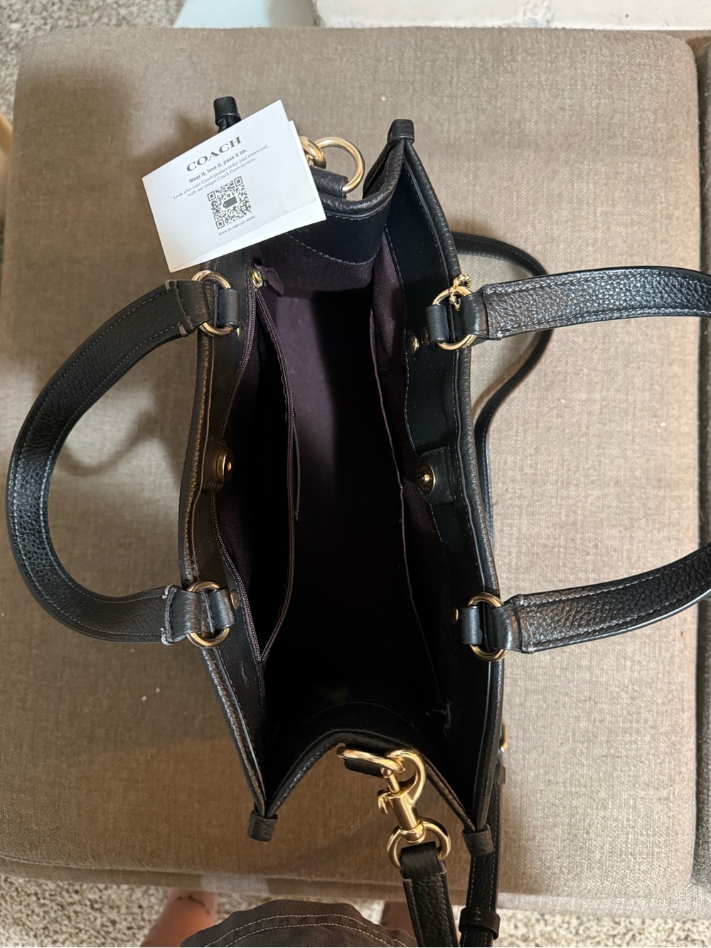 Coach Black Pebbled Leather Satchel with Gold Hardware and Crossbody Strap - Picture 4 of 13